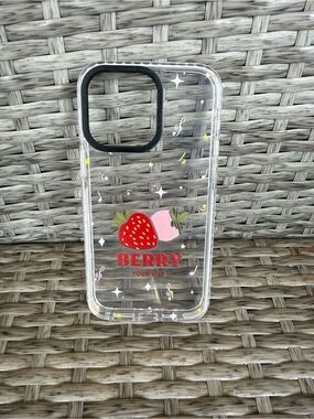 Berry Graphic Clear Phone Case - Red & Pink